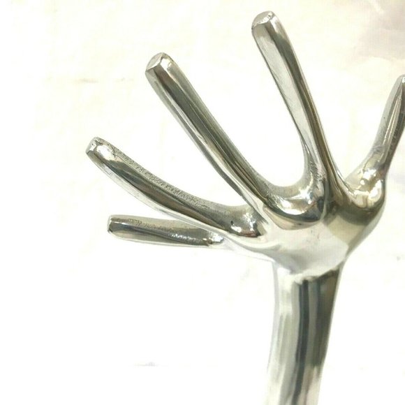 Vtg. Chrome Metal Hand Jewelry Ring Display 15" - Picture 5 of 7
